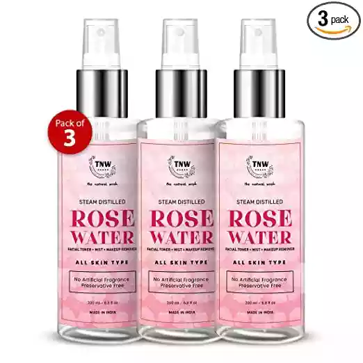 TNW-THE NATURAL WASH Free From Artificial Fragrance and Alcohol Steam Distilled Rose Water/Toner/Makeup Remover - Pack of 3 Each 